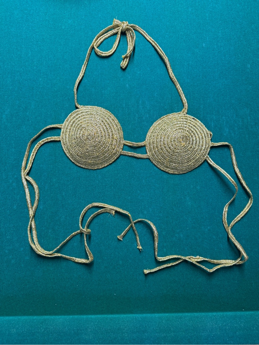 Gold Metallic Crochet Crop Top - Women's Bikini Top